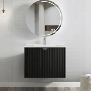Marlo 750mm Matte Black Wall Hung Vanity With Undermount Natural Carrara Marble Top & Basin by Otti Australia, a Vanities for sale on Style Sourcebook