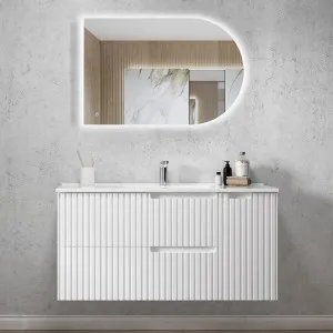Noosa 1200mm Satin White Wall Hung Vanity With Matte White Top by Otti Australia, a Vanities for sale on Style Sourcebook