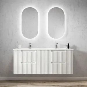 Noosa 1500mm Satin White Wall Hung Vanity With Matte White Top by Otti Australia, a Vanities for sale on Style Sourcebook