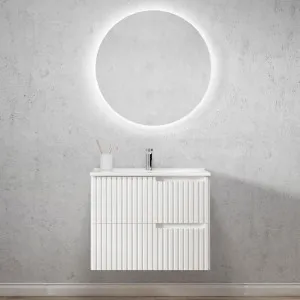 Noosa 750mm Satin White Wall Hung Vanity With Matte White Top by Otti Australia, a Vanities for sale on Style Sourcebook