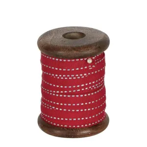 Red Ticking Grosgrain Ribbon On Wooden Spool 10m by Florabelle Living, a Decorative Accessories for sale on Style Sourcebook
