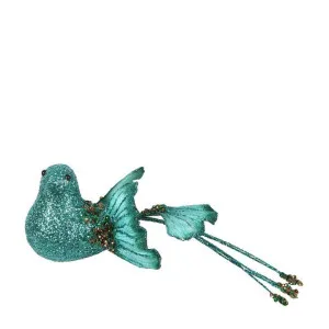 Ginko Glitter Clip on Bird Aqua by Florabelle Living, a Christmas for sale on Style Sourcebook