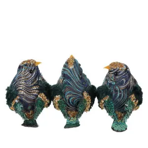 Zora Set of 3 Clip on Birds Peacock Blue by Florabelle Living, a Christmas for sale on Style Sourcebook
