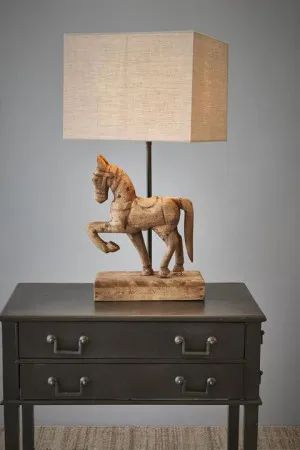 Bonnie - Dark Natural - Small Wooden Horse Table Lamp by Florabelle Living, a Table & Bedside Lamps for sale on Style Sourcebook