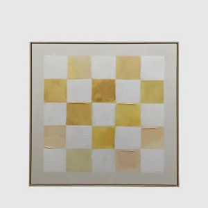 Yellow Geometric Textured Canvas Wall Art 100x100cm by Florabelle Living, a Decorative Accessories for sale on Style Sourcebook