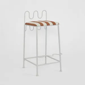 Wira Counter Stool Outdoor Iron Terracotta/White Stripe Cushion by Florabelle Living, a Stools for sale on Style Sourcebook