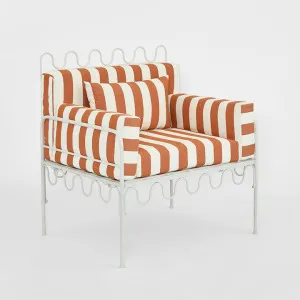 Wira Arm Chair Outdoor Iron Terracotta/White Stripe Cushions by Florabelle Living, a Chairs for sale on Style Sourcebook