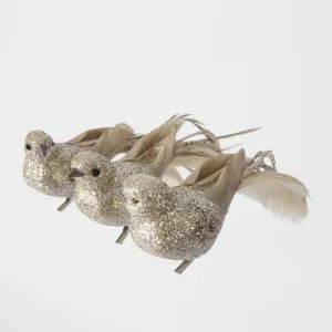 Attaz Clip on Bird Set of 3 Champagne by Florabelle Living, a Christmas for sale on Style Sourcebook