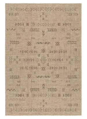 Loom Sand Beige and Stone Tribal Pattern Indoor Outdoor Runner Rug by Miss Amara, a Contemporary Rugs for sale on Style Sourcebook