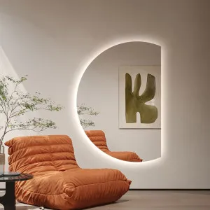Right Cut Moon LED Wall Mirror 2 sizes available 71cm x 110cm by Luxe Mirrors, a Illuminated Mirrors for sale on Style Sourcebook