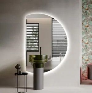 Left Cut Moon LED Wall Mirror 2 sizes available 71cm x 110cm by Luxe Mirrors, a Illuminated Mirrors for sale on Style Sourcebook
