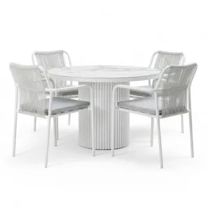 Evone 4 Seater Stone Outdoor Dining Set in Light Grey by Luxo Outdoors, a Tables for sale on Style Sourcebook