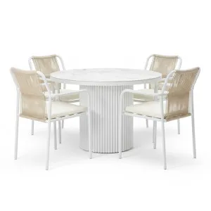 Evone 4 Seater Stone Outdoor Dining Set in Natural by Luxo Outdoors, a Tables for sale on Style Sourcebook