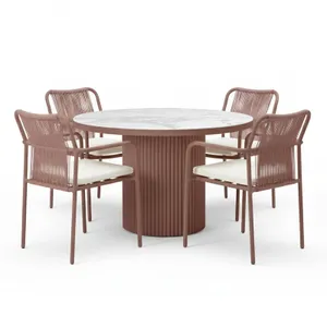 Evone 4 Seater Stone Outdoor Dining Set in Terracotta by Luxo Outdoors, a Tables for sale on Style Sourcebook