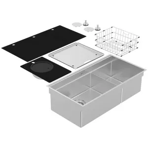 Abey Boutique Piazza Plus Double Bowl Sink PZQ520D by Abey, a Kitchen Sinks for sale on Style Sourcebook