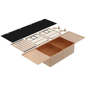 Abey Boutique Lugano Double Bowl & Double Drainer Sink - Artisan Copper STQ360DDCO by Abey, a Kitchen Sinks for sale on Style Sourcebook