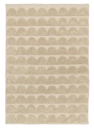 Ajuma Taupe Scallop Washable Wool Rug by Miss Amara, a Shag Rugs for sale on Style Sourcebook