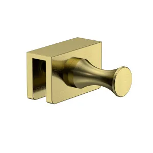 Single Glass Mounted Robe Hook with Clamp Brushed Brass by Estelle, a Shelves & Hooks for sale on Style Sourcebook
