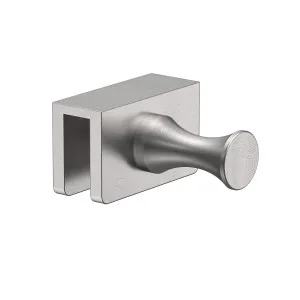 Single Glass Mounted Robe Hook with Clamp Satin Nickel by Estelle, a Shelves & Hooks for sale on Style Sourcebook