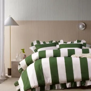 Vintage Design Candy Ruffle Green Washed Cotton Quilt Cover Set by null, a Quilt Covers for sale on Style Sourcebook