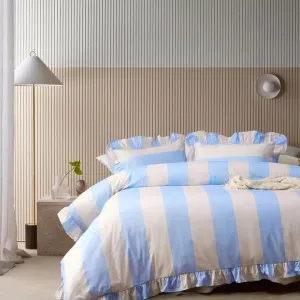 Vintage Design Candy Ruffle Blue Washed Cotton Quilt Cover Set by null, a Quilt Covers for sale on Style Sourcebook