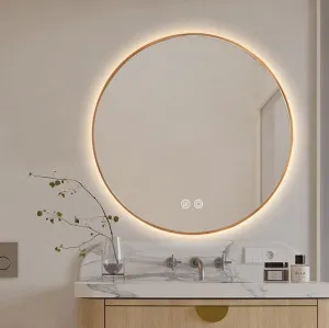Gold LED Round Backlit Wall Mirror 3 sizes available 60cm by Luxe Mirrors, a Illuminated Mirrors for sale on Style Sourcebook