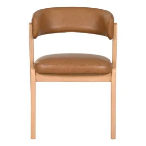 Pascal Dining Chair in Urbane Leather Light Brown / Oak Clear by OZ Design, a Dining Chairs for sale on Style Sourcebook