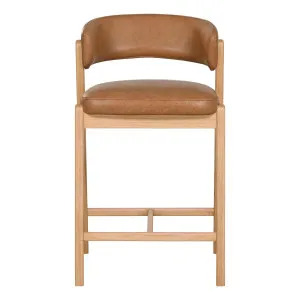 Pascal Bar Chair in Urbane Leather Light Brown / Oak Clear by OZ Design, a Bar Stools for sale on Style Sourcebook
