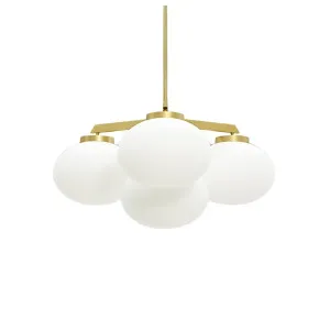CTO Lighting Cloudesley Small Chandelier Light - Satin Brass with Opal Glass CLOCHSSBGO by CTO Lighting, a Lighting for sale on Style Sourcebook