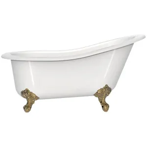Victoria + Albert Shropshire 1550 Freestanding Clawfoot Bath - Gloss White with with Polished Brass Feet SHRNSWNOFTSHRPB by Victoria + Albert, a Bathtubs for sale on Style Sourcebook