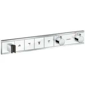 Hansgrohe RainSelect Thermostat for 4 Functions with Integrated Shower Holder - White and Chrome 15357400 by Hansgrohe, a Showers for sale on Style Sourcebook