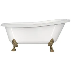 Victoria + Albert Roxburgh Clawfoot Freestanding Bath - Gloss White with Polished Brass Feet ROXNSWNOFTROXPB by Victoria + Albert, a Bathtubs for sale on Style Sourcebook