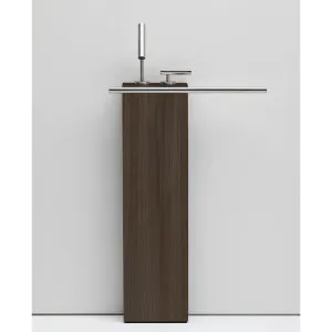 Falper Cilindro Wall-Mounted Basin Tap Holder - Brown Walnut with Brushed Stainless Steel Towel Bar GX7DXNW by Falper, a Basins for sale on Style Sourcebook