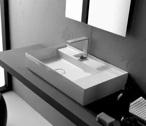 Studio Bagno Shard X 65 Bench Basin with 3 Tap Holes - Gloss White SHAX65-3 SHAX653 by Studio Bagno, a Basins for sale on Style Sourcebook