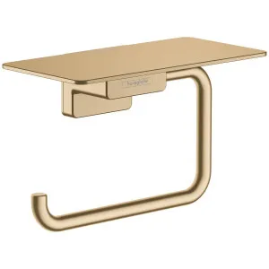 Hansgrohe Addstoris Roll holder with Shelf Brushed Bronze 41772140 by Hansgrohe, a Bathroom Accessories for sale on Style Sourcebook