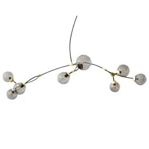 CTO Lighting Ivy Horizontal 8 Pendant Light - Bronze and Sating Brass with Smoke Glass Shades IVYPE8BZSG by CTO Lighting, a Lighting for sale on Style Sourcebook