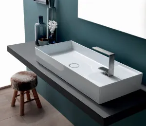 Studio Bagno Shard X 85 Bench Basin with 1 Tap Hole - Gloss White SHAX85-1 by Studio Bagno, a Basins for sale on Style Sourcebook