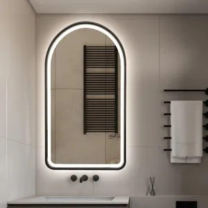 Black Arched Frosted LED Wall Mirror 3 sizes available 90cm x 50cm by Luxe Mirrors, a Illuminated Mirrors for sale on Style Sourcebook