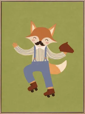 Felix the Rollerskating Fox Green Canvas Art Print by Urban Road, a Prints for sale on Style Sourcebook