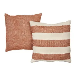Accessorize Basket Weave and Hickory Natural Rust 45x45cm Filled Cushion - 2 Pack by null, a Cushions, Decorative Pillows for sale on Style Sourcebook