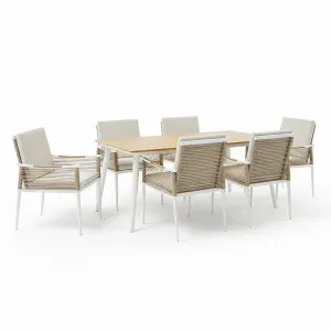 Casara 7 Piece Outdoor Dining Set in White & Beige by Luxo Outdoors, a Tables for sale on Style Sourcebook
