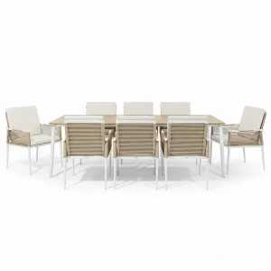 Casara 9 Piece Outdoor Dining Set in White and Beige by Luxo Outdoors, a Tables for sale on Style Sourcebook