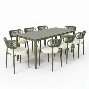 Cabria 9 Piece Sintered Stone Outdoor Dining Set in Green by Luxo Outdoors, a Tables for sale on Style Sourcebook