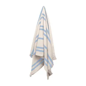 Cotton Beach St Tropez Cotton Stripe Cream/Periwinkle Beach Towel by null, a Outdoor Accessories for sale on Style Sourcebook