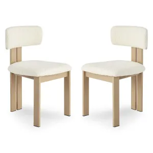 Haleo Curved Boucle Dining Chair Set of 2 in Cream White by Luxo Furniture, a Dining Chairs for sale on Style Sourcebook