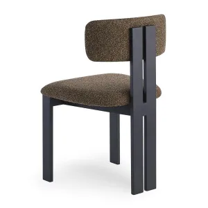 Haleo Curved Boucle Dining Chair Set of 2 in Rust Brown by Luxo Furniture, a Dining Chairs for sale on Style Sourcebook