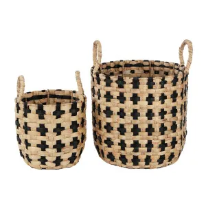 Yves Set of 2 Hyacinth Baskets - Natural & Black by Coast to Coast, a Baskets & Boxes for sale on Style Sourcebook