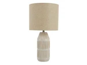 Ronin Ceramic Ivory/Natural Table Lamp With Linen Shade by Coast to Coast, a Lamps for sale on Style Sourcebook