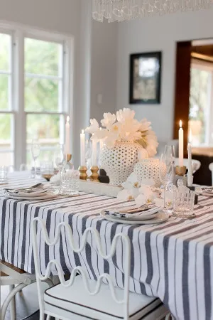 Black French striped Cotton tablecloth 150cmx180cm by NF Living, a Table Cloths & Runners for sale on Style Sourcebook