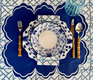 Set Of 6 Hand Block Printed Lattice Blue Cloth Napkins by Hutch Accessories, a Aprons for sale on Style Sourcebook